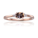 Alexandrite and White Sapphire Ring Rose Gold Plated Silver - FineColorJewels