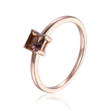 Alexandrite Solitaire Ring in Rose Gold Plated Sterling Silver - FineColorJewels