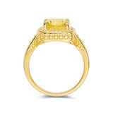  Canary Yellow Sapphire Ring Yellow Cushion Cut Ring - FineColorJewels