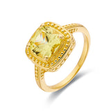 Canary Yellow Sapphire Ring Yellow Sapphire Cushion Statement Ring - FineColorJewels