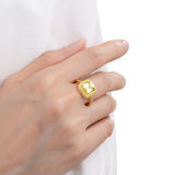 Yellow Sapphire Cushion Statement Ring - FineColorJewels