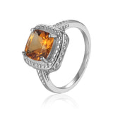 Cushion Citrine Ring - FineColorJewels