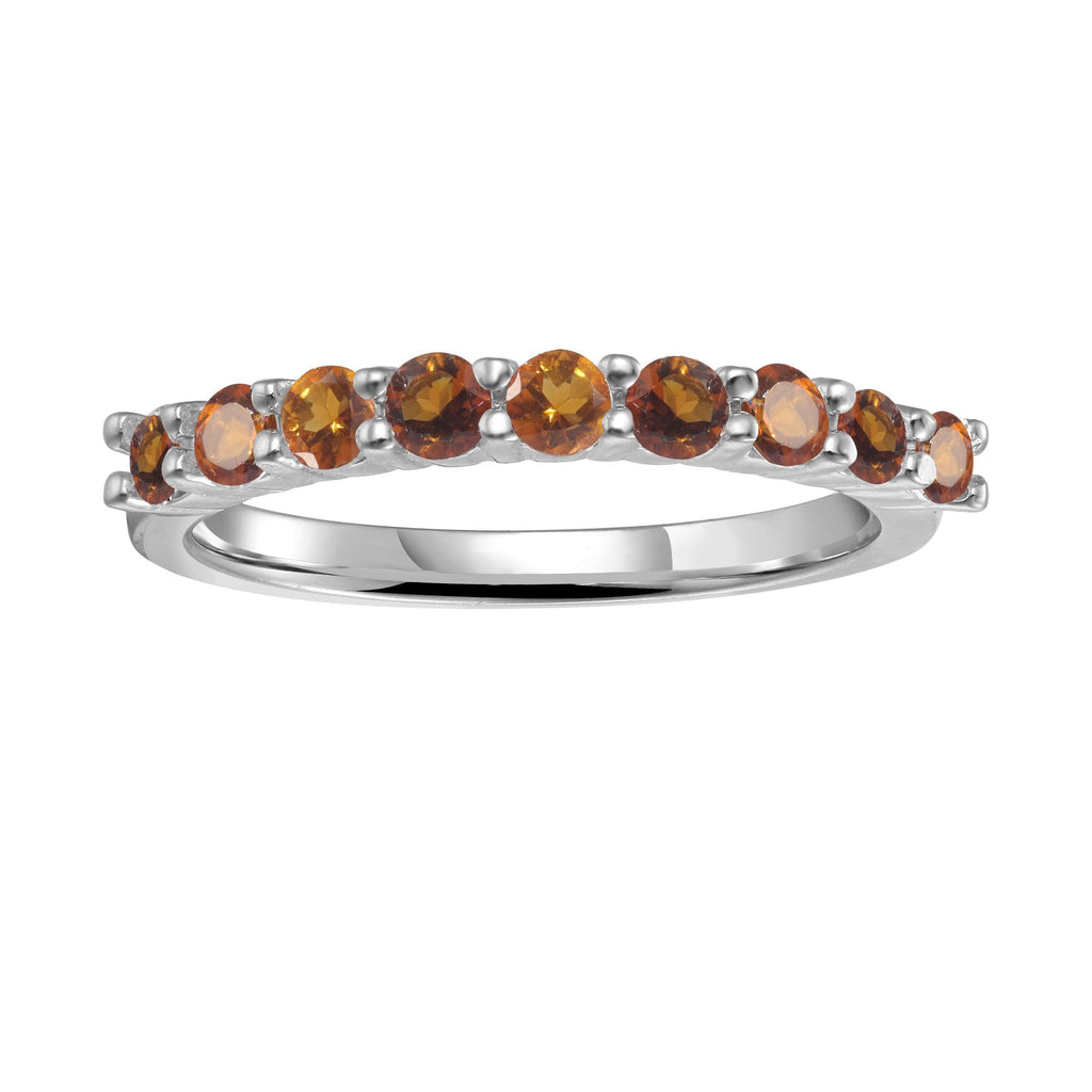 Sterling Silver Round Citrine Ring - FineColorJewels