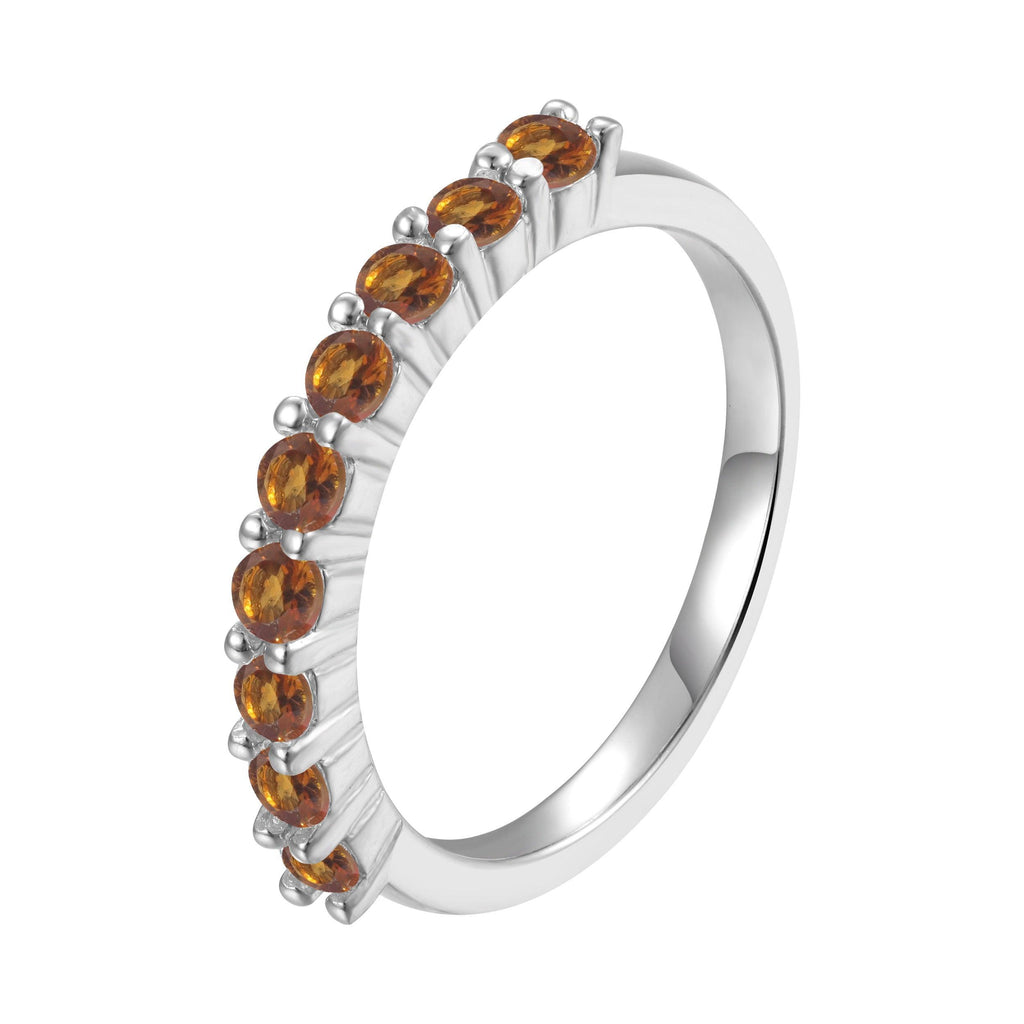 Sterling Silver Round Citrine Ring - FineColorJewels