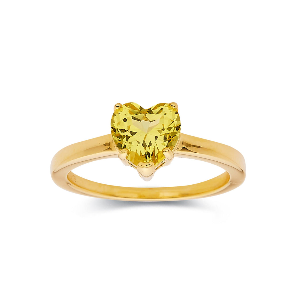 Yellow Sapphire Heart Ring - FineColorJewels