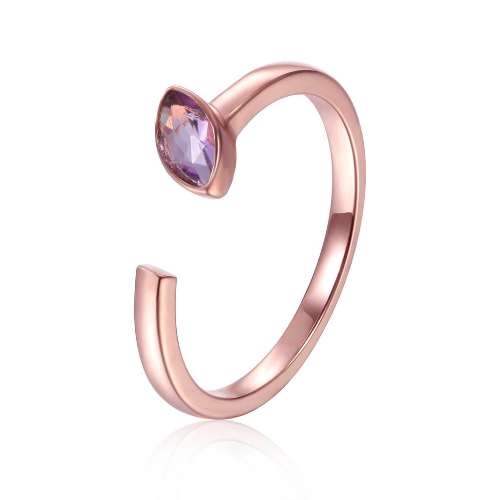 February Birthstone Ring, Purple Amethyst Simple Ring, Solitaire Ring for Women