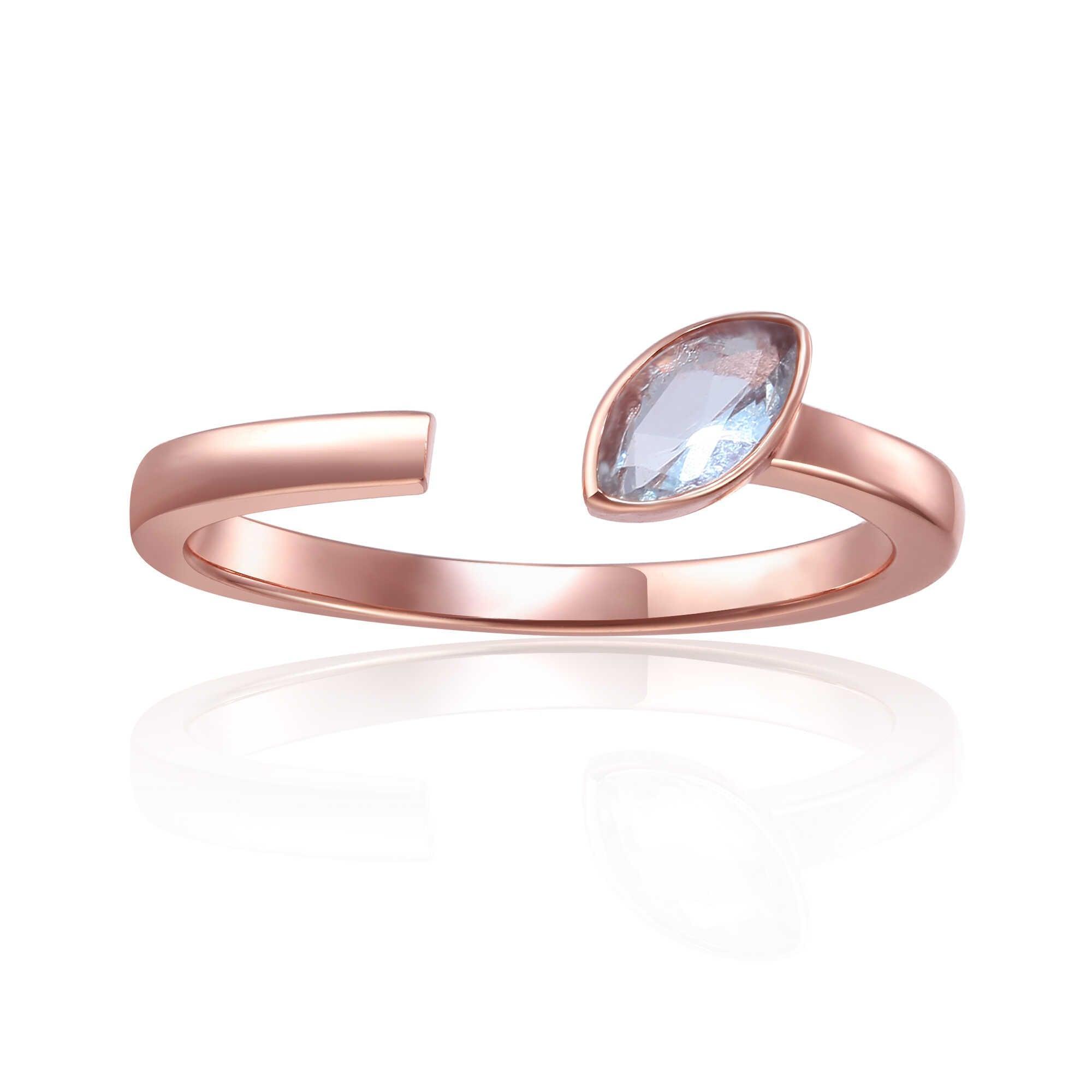 March Birthstone Ring, Aquamarine Simple Ring, Solitaire Ring for Women