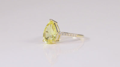 video of RINGS FOR GIRLFRIEND REAL LOOKING yellow sapphire ring bright yellow ring yellow cocktail ring proposal ring gift Gift for Women Yellow Gold Diamond Bold Ring