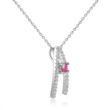 Enchanting Round cut Genuine Ruby Pendant Necklace with White Sapphire