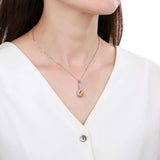 Sophisticated Round cut Natural Citrine Pendant Necklace with White Sapphire