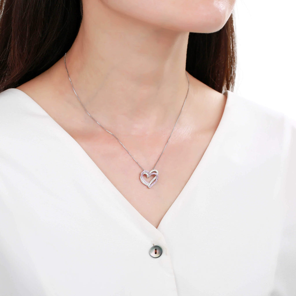 Toi et Moi Amethyst and White Sapphire Necklace in Sterling Silver (18 in)  | Shane Co.