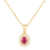 Ruby Halo Necklace - FineColorJewels