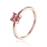 Rose Gold Plated Pink Tourmaline Square Shaped Solitaire Ring
