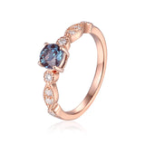 Rose Gold Plated Created Alexandrite Round cut Ring