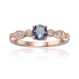 Rose Gold Plated Created Alexandrite Round cut Ring