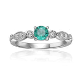 Rose Gold Plated Genuine Green Emerald Round cut Ring