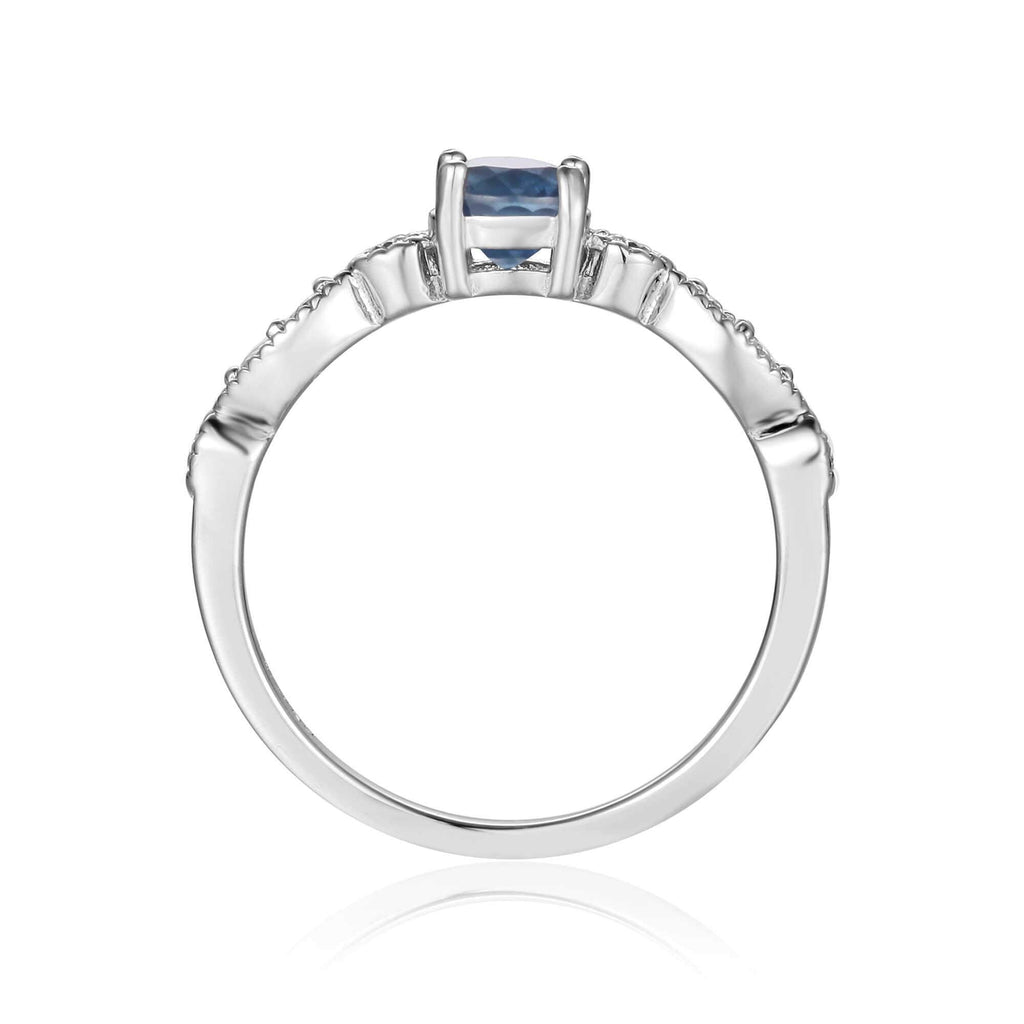 Rose Gold Plated Genuine Blue Sapphire Round cut Ring: