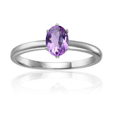 Purple Solitaire RIng Natural Amethyst Solitaire Party Wear Ring February Birthday Ring Gift For Women 