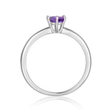 Natural Amethyst Solitaire Party Wear Ring February Birthday Ring Gift For Women Purple Cocktail Ring For Her