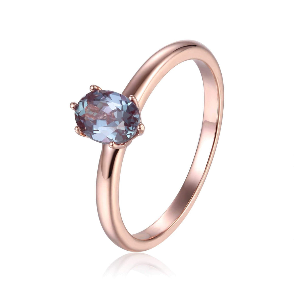 READY TO SHIP: Amelia set in 14K rose gold, pear alexandrite 7x5 mm,  moissanites, RING SIZE - 5 US | Eden Garden Jewelry™
