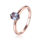 Rose Gold Plated Oval Shaped Created Alexandrite Solitaire Ring