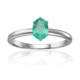 Oval Shaped Solitaire Ring, Genuine 1 carat Green Emerald, Emerald Center stone, 925 Sterling Silver Band