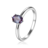 Rose Gold Plated Oval Shaped Genuine Blue Sapphire Solitaire Ring