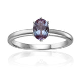 Oval Shaped Solitaire Ring, Blue Sapphire center stone, 925 Sterling Silver Band