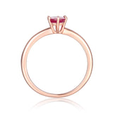 Rose Gold Plated Oval Shaped Genuine Ruby Solitaire Ring