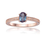 Sterling Silver Oval Shaped Created Alexandrite Solitaire Ring