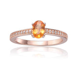 Spessartite Garnet Solitaire Ring with Accents
