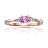 Barbie Inspired Ring in dainty style with white sapphire accents and Pink Sapphire stone at the center Set in Rose Gold Plated Sterling Silve