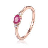 Rose Gold Plated Oval Shaped Genuine Ruby Dainty Ring: