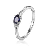 Blue Sapphire Oval Three Stone Ring