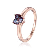 Heart shape solitaire ring on a budget, color changing gemstone