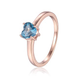 Sterling Silver Heart Shaped Blue Topaz Solitaire Ring