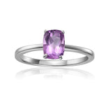 Genuine Amethyst Solitaire Ring 0.85 ct Cushion Cut Amethyst Minimalist Ring, Party Wear Cocktail Ring Jewelry, Gift For mom Grandma