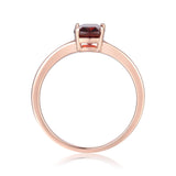 Sterling Silver Ocatogon Cut Garnet Solitaire Ring: