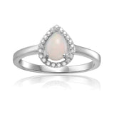 White Opal Teardrop Halo Ring