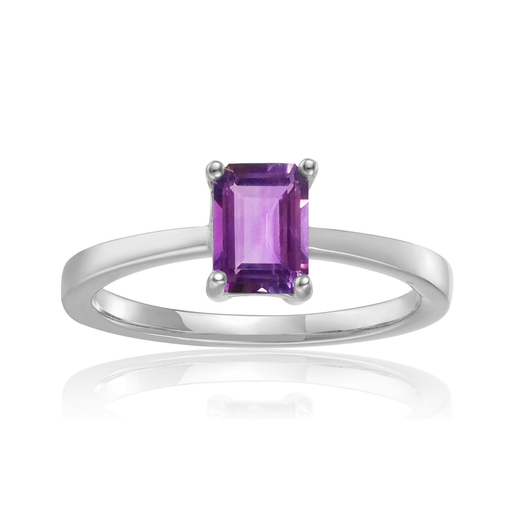 Cushion Amethyst Sterling Silver Solitaire Ring