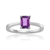 Amethyst Emerald Cut Solitaire Ring