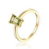Gold Plated Silver Solitaire Peridot Ring - FineColorJewels