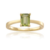 Gold Plated Silver Solitaire Peridot Ring- FineColorJewels