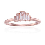 Rose Gold Plated Silver Baguette White Topaz Gemstone Ring - FineColorJewels