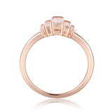 Rose Gold Plated Silver Baguette White Topaz Gemstone Ring - FineColorJewels