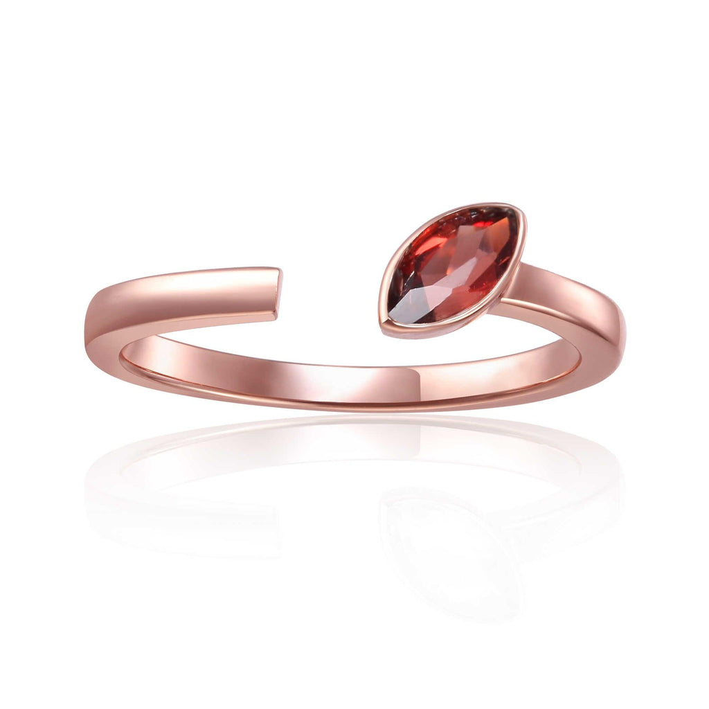 January Birthstone Ring, Red Garnet Simple Ring, Solitaire Ring for Women