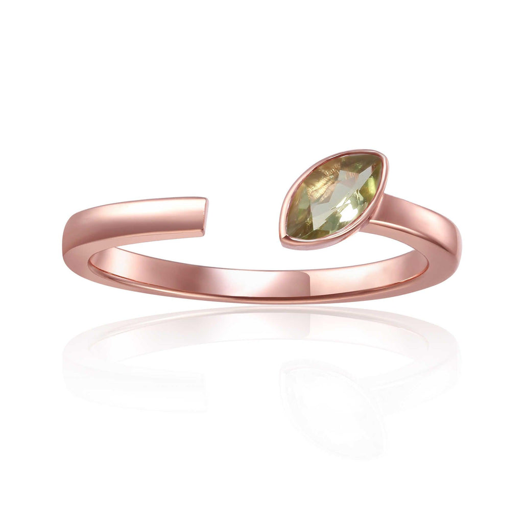 August Birthstone Ring, Peridot Simple Ring, Solitaire Ring for Women