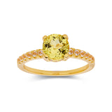 Yellow Royal Design Ring 18K Yellow Gold Plated Yellow Diamond Ring - FineColorJewels
