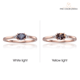 Alexandrite and White Sapphire Ring Rose Gold Plated Silver - FineColorJewels