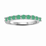 Stackable Sterling Silver Round Emerald Ring - FineColorJewels